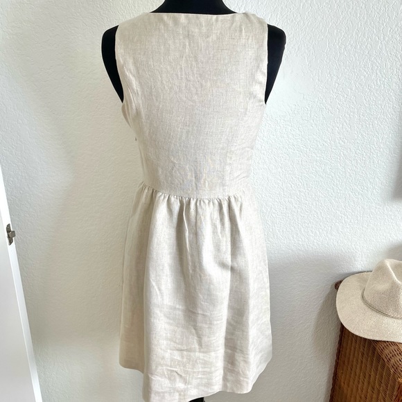 Kensie Beige Linen Fit Flare Dress - S - Picture 5 of 9